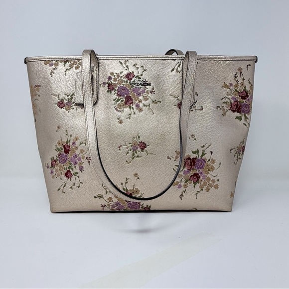Coach Floral Metallic Tote Bag – Gold Leather Style No. N3S- F38829 - Picture 7 of 15